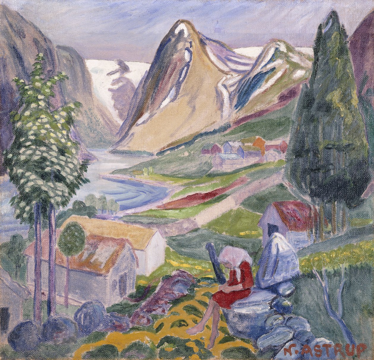 Kari w Sunde; Kari paa Sunde, autorstwa Nikolai Astrup