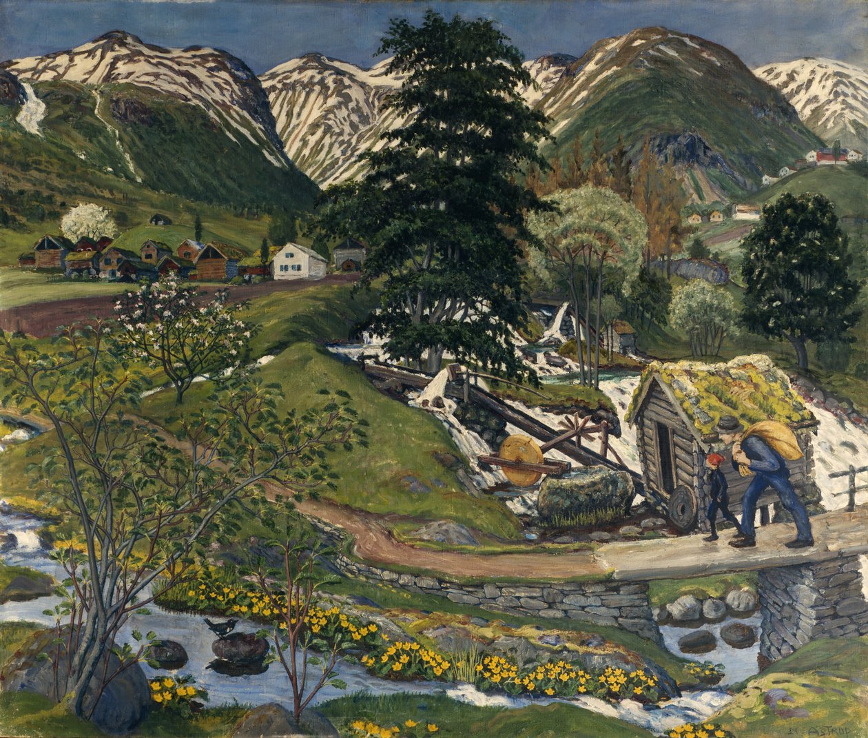 Kvennagong i Jølstertun (olej na płótnie) autorstwa Nikolai Astrup