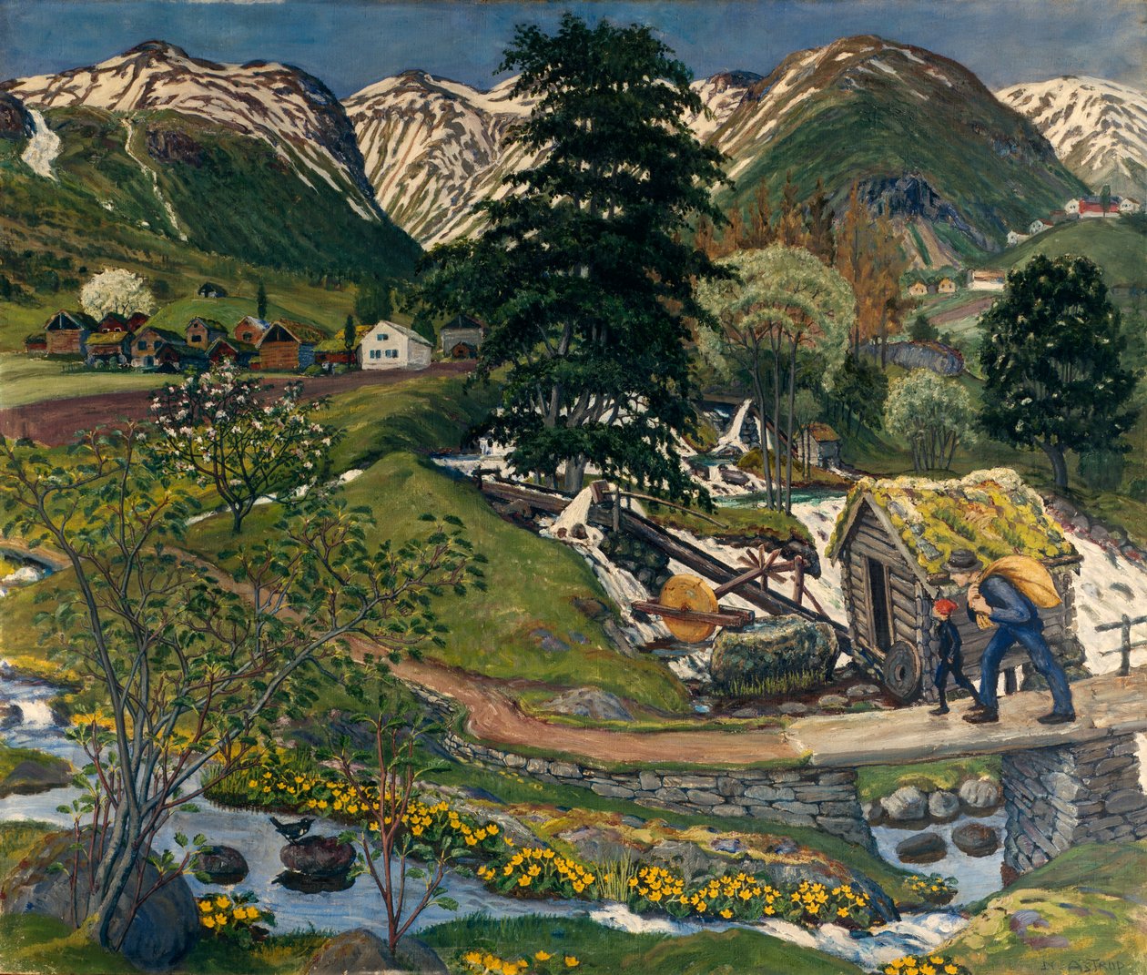 Dziedziniec Kvennagong i Jolster autorstwa Nikolai Astrup