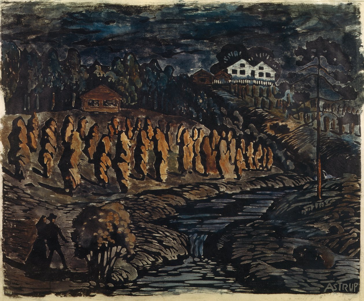 Duże snopy na słupie autorstwa Nikolai Astrup