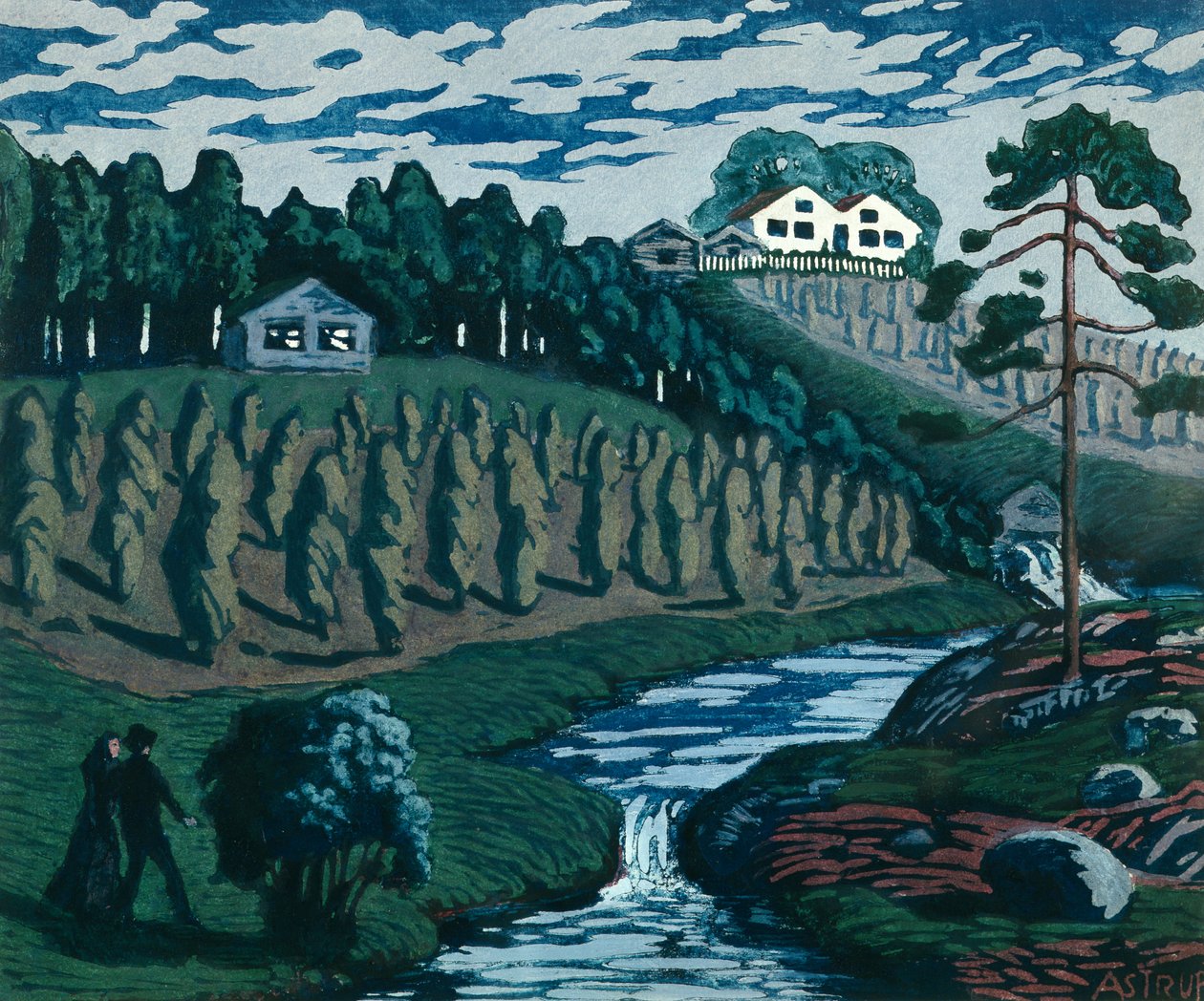 Duże snopy na słupie autorstwa Nikolai Astrup