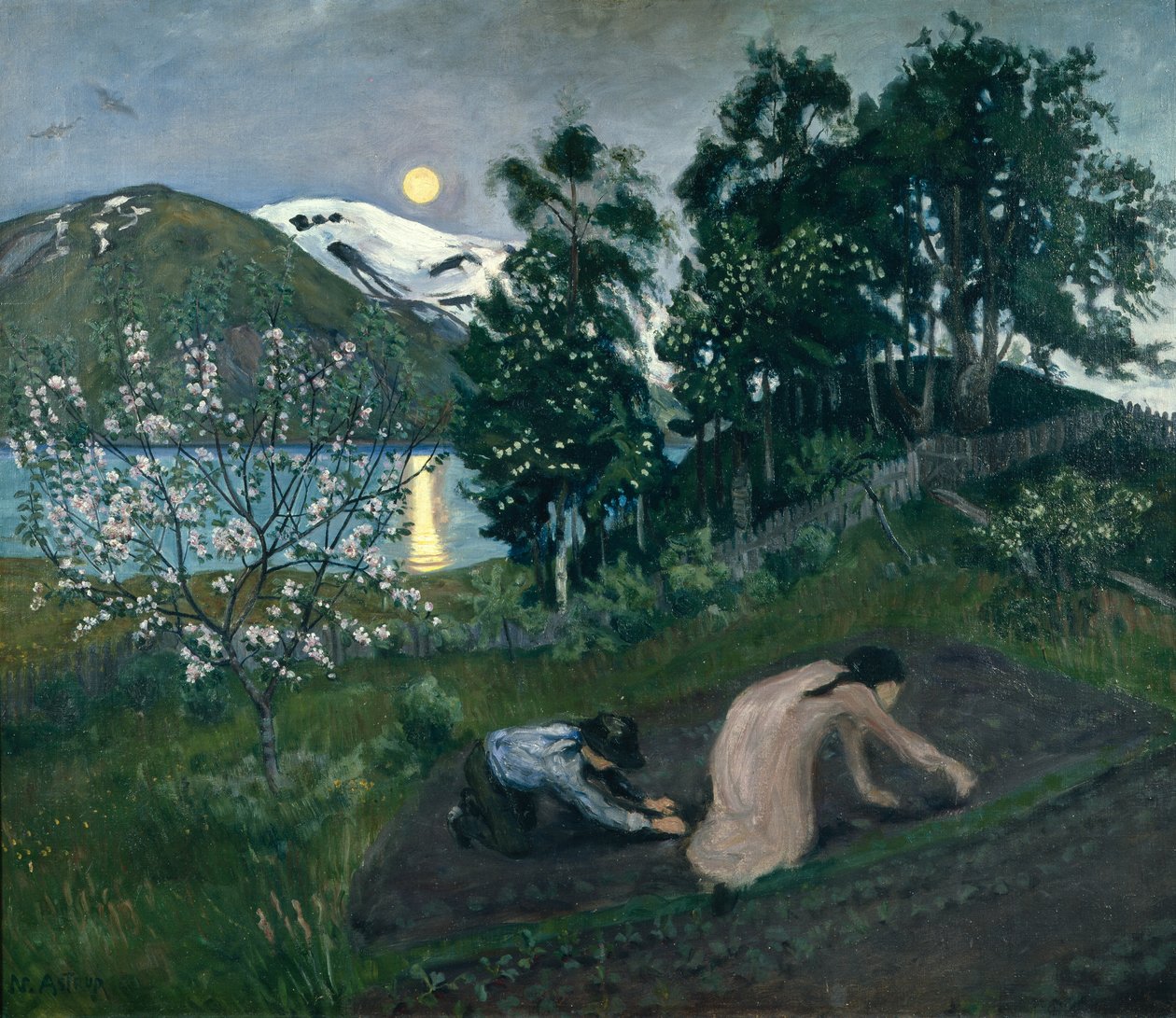 Wiosenna noc w ogrodzie autorstwa Nikolai Astrup