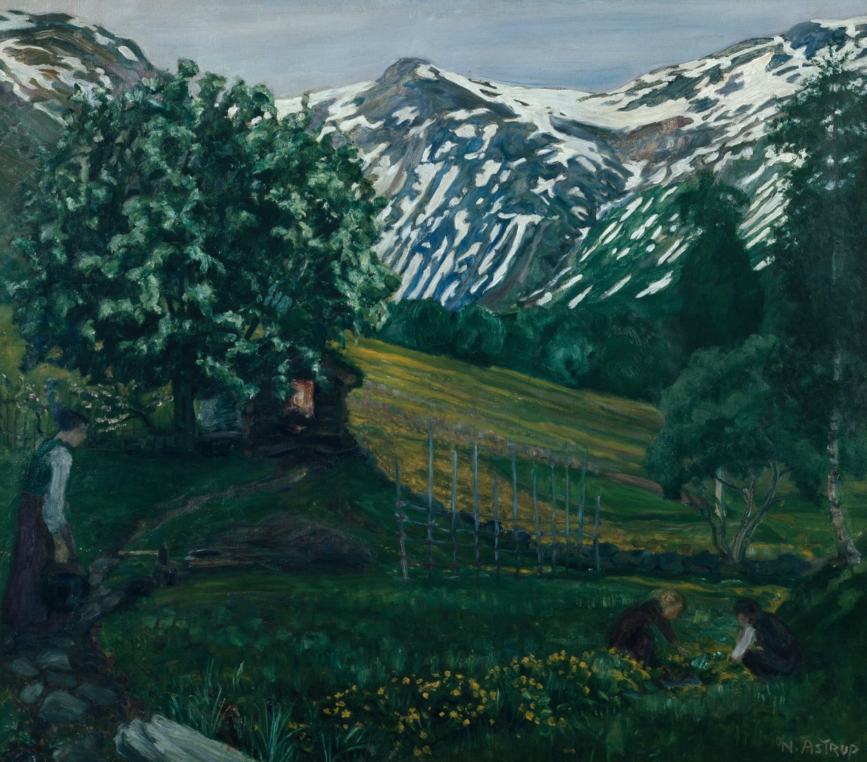 Wiosenna noc smieheggen, ok. 1918 r. autorstwa Nikolai Astrup