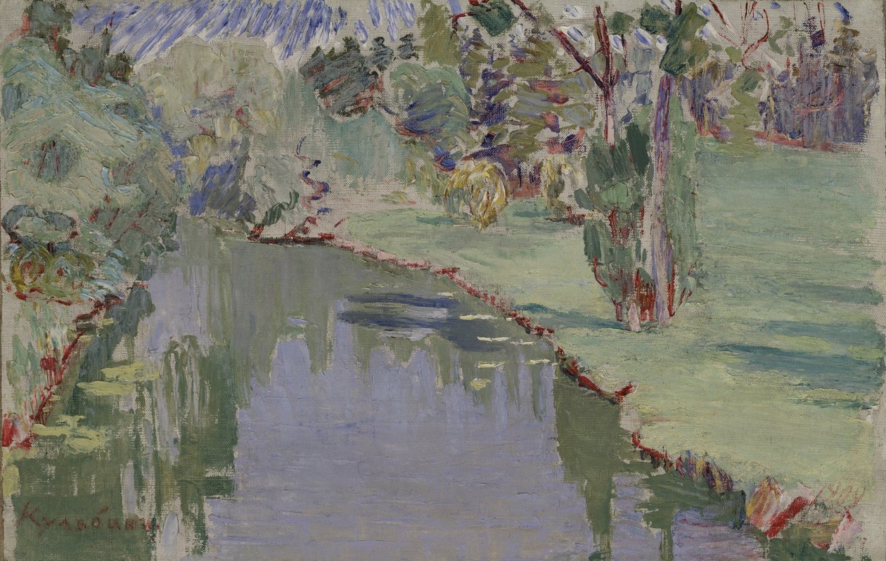 Nad rzeką Slavyanka, 1909 autorstwa Nikolai Ivanovich Kulbin