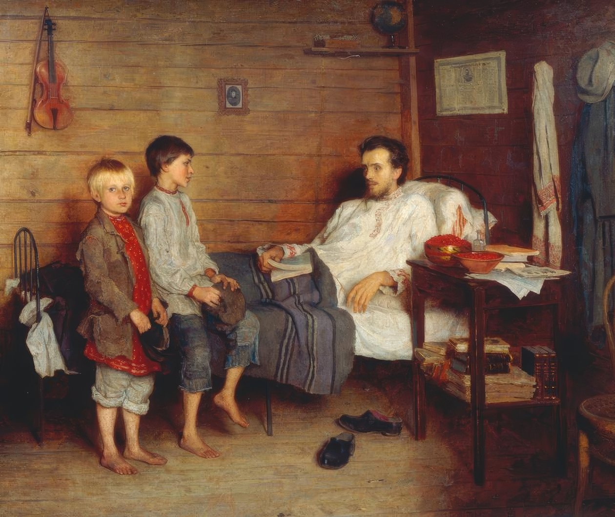 Z chorym nauczycielem autorstwa Nikolai P. Bogdanow Bjelski