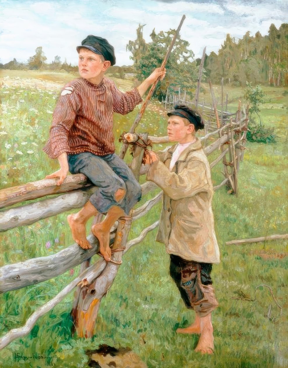 Chłopcy w krajobrazie autorstwa Nikolai P. Bogdanow Bjelski