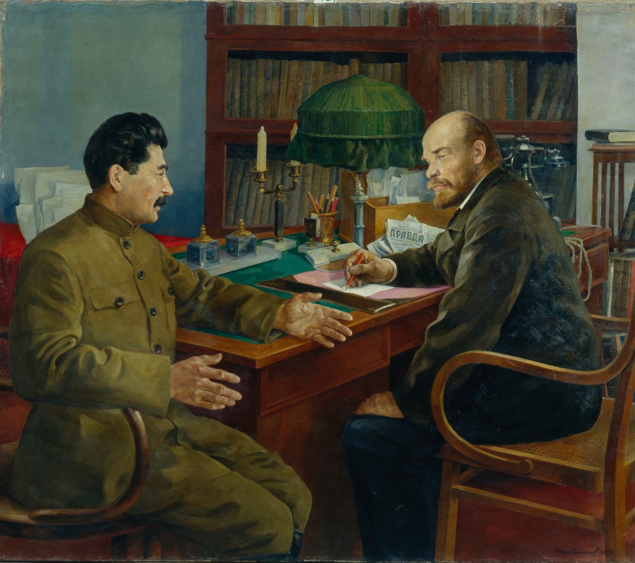 Lenin i Stalin, 1938 autorstwa Nikolay Ivanovich Shestopalov