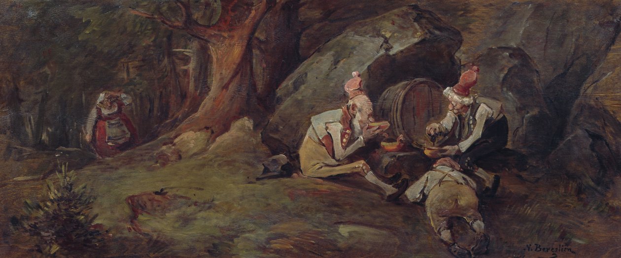 Pixies pijące piwo (olej na płótnie) autorstwa Nils Bergslien