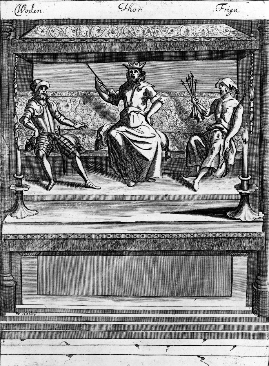 Woden, Thor i Friga, 1670-1680 autorstwa Norwegian School