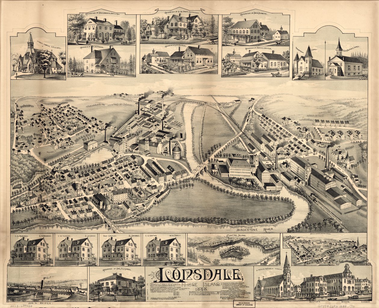 Lonsdale, Rhode Island, 1888. autorstwa O.H. Bailey and Co.