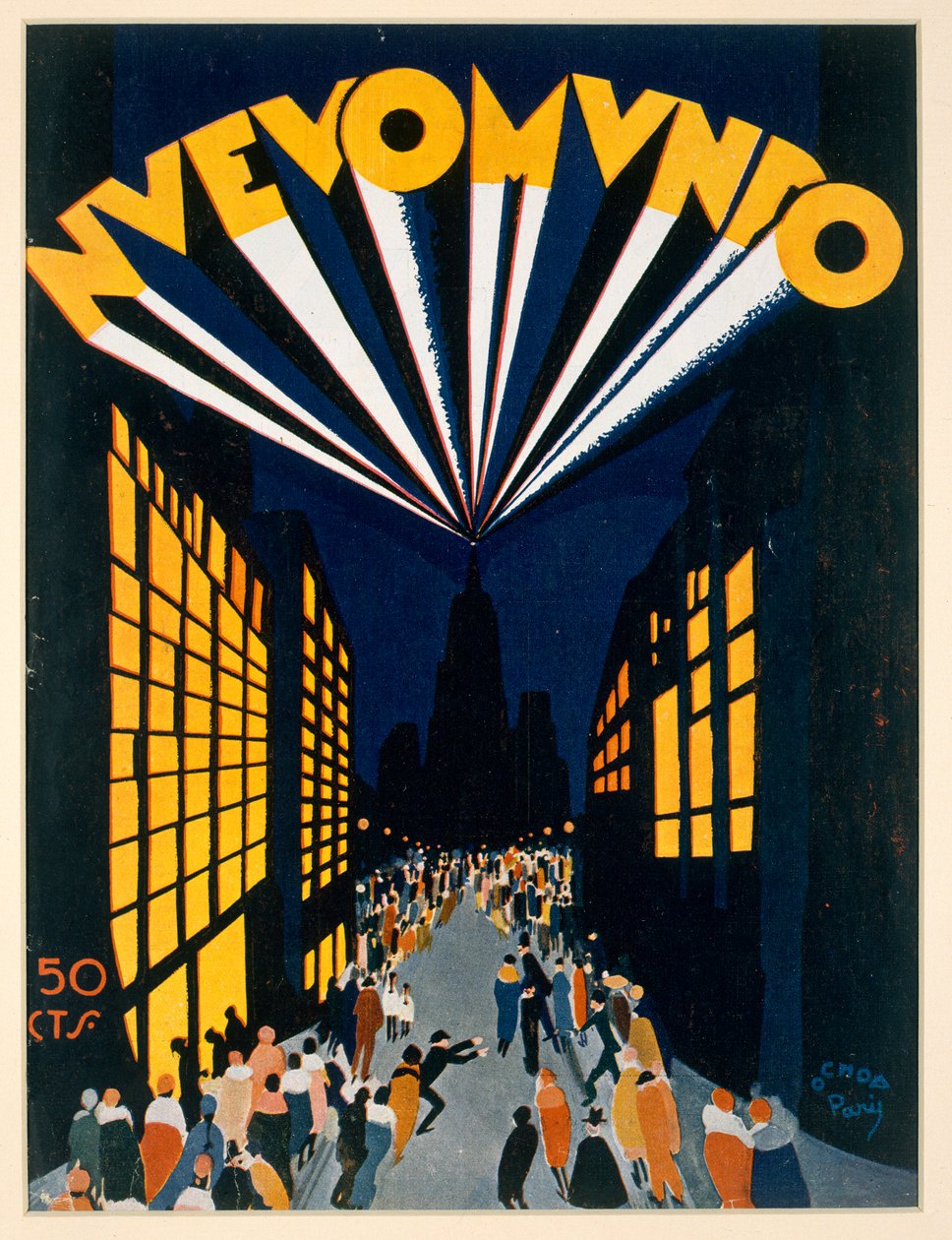 Nuovo Mondo, plakat reklamujący lokal w stylu Radio City w Paryżu, ok. 1928 r. autorstwa Ochoa