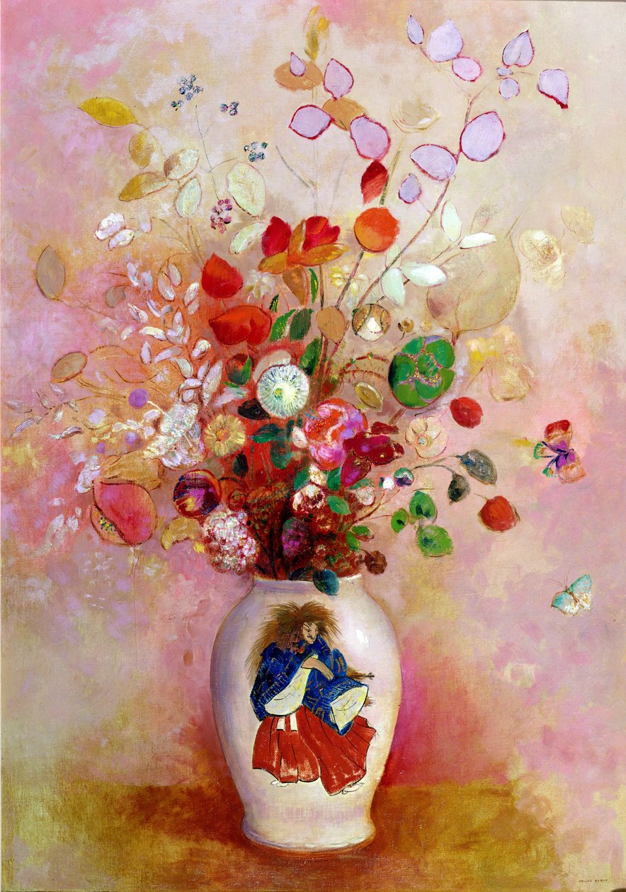Bukiet kwiatów w japońskim wazonie, ok. 1905-08 autorstwa Odilon Redon