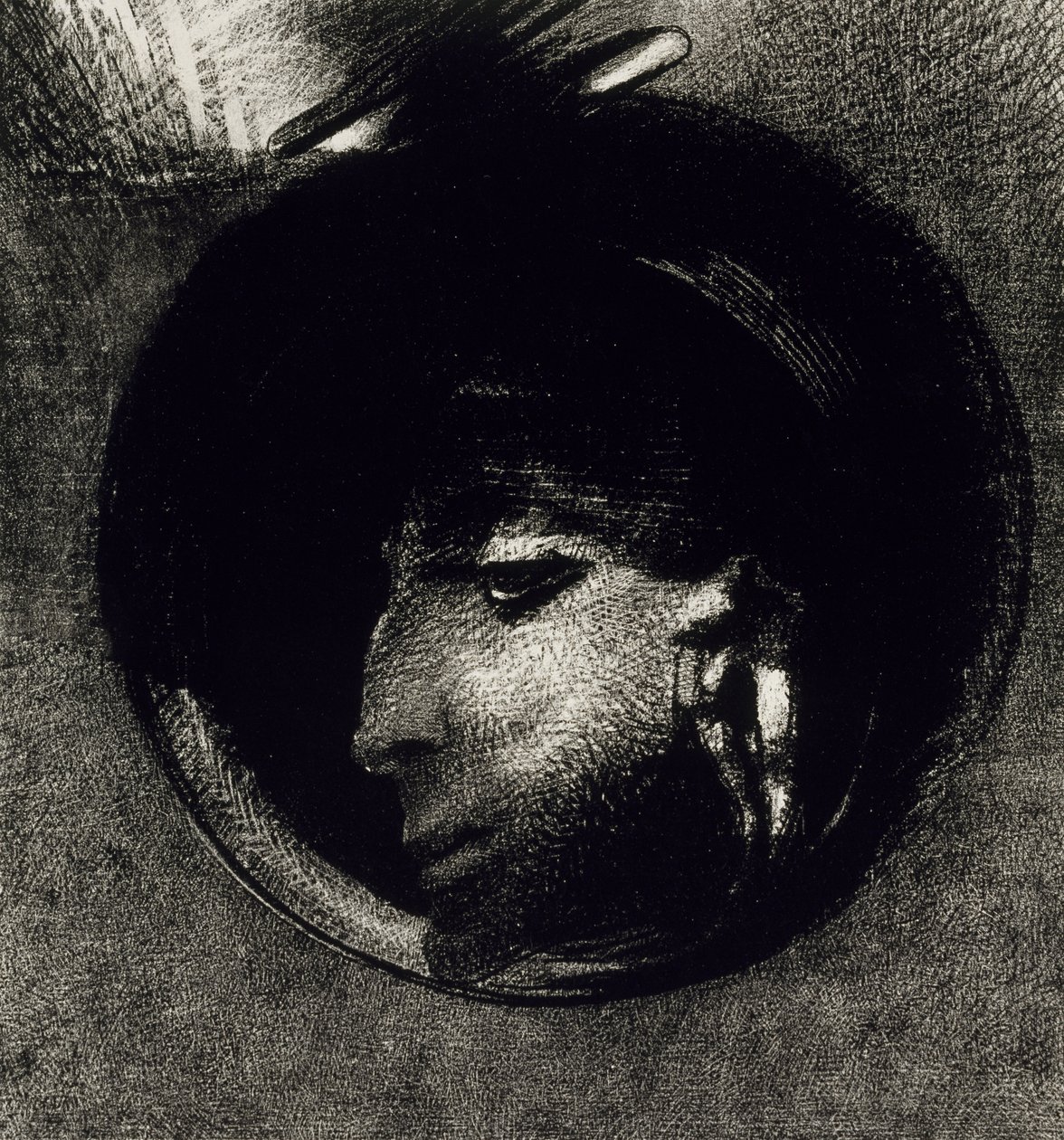 Auricular Cell, 1893 (lito na chińskim papierze aplikowanym) autorstwa Odilon Redon