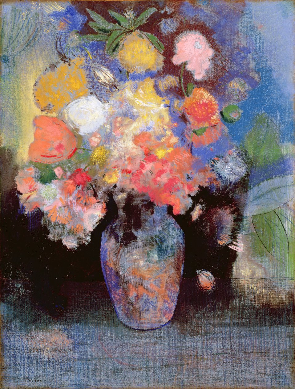Kwiaty, 1900 (pastel na papierze) autorstwa Odilon Redon