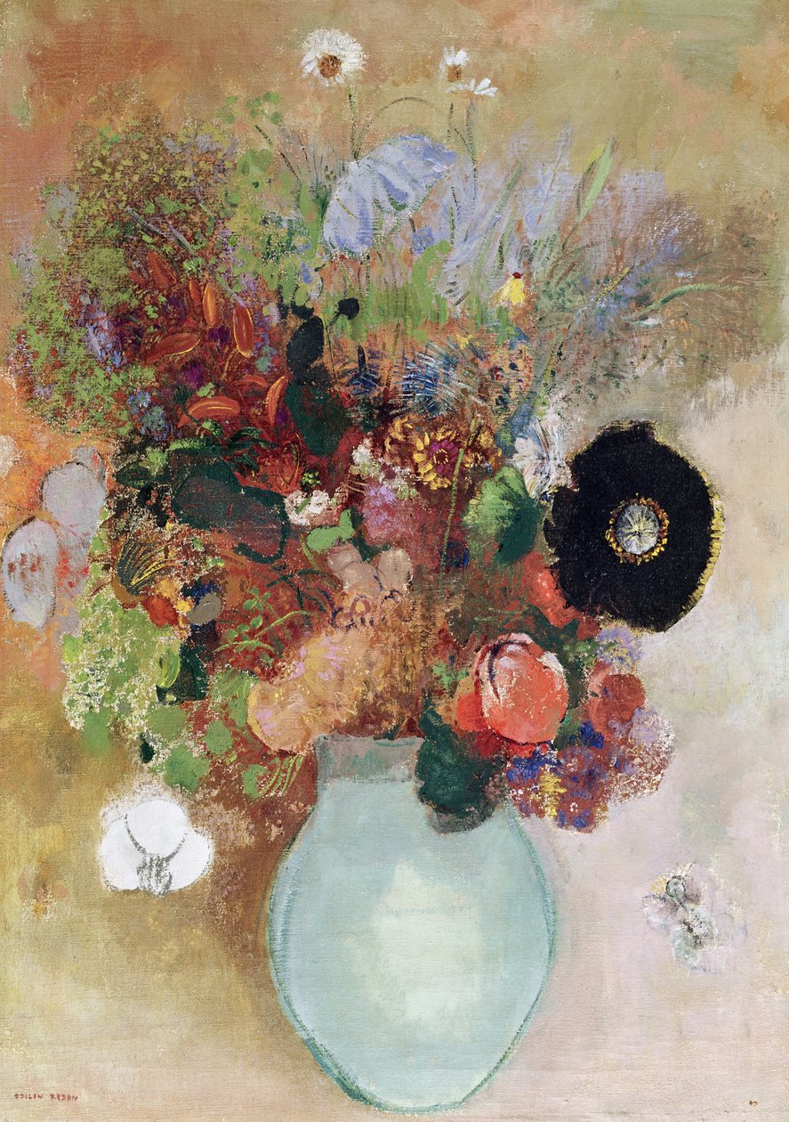 Kwiaty w zielonym wazonie, 1910 autorstwa Odilon Redon