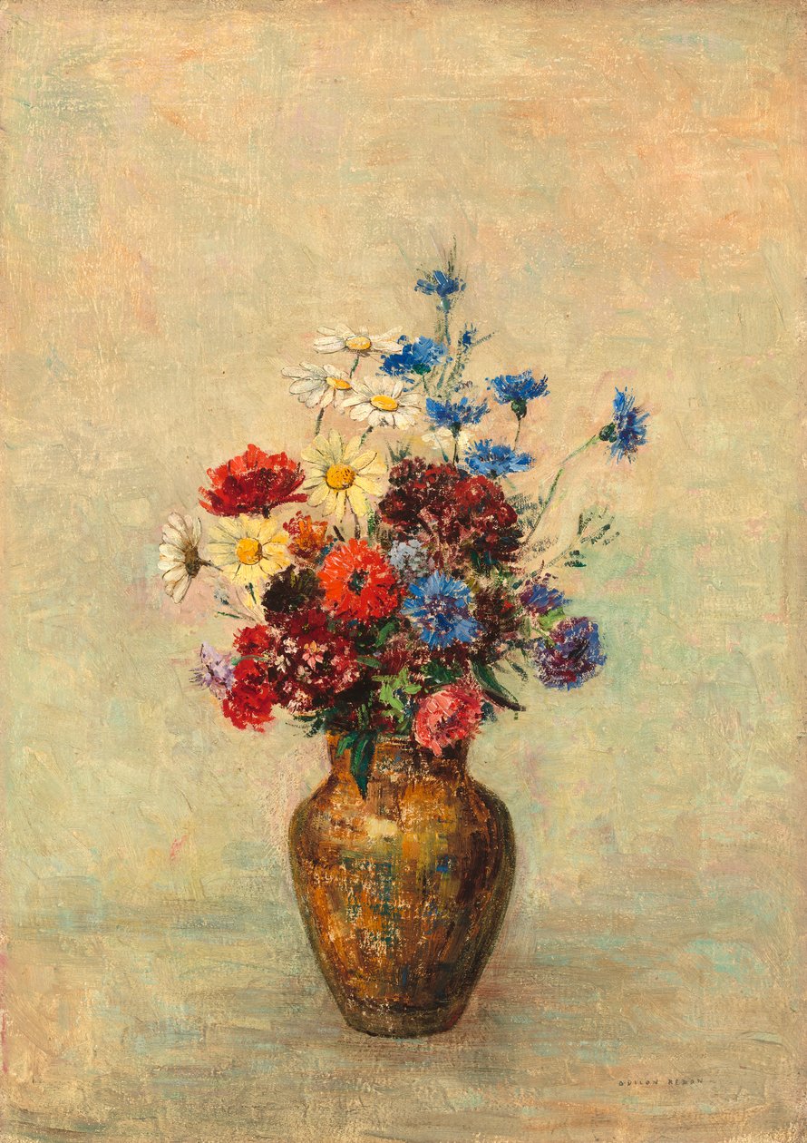 Kwiaty w wazonie, ok. 1910 autorstwa Odilon Redon