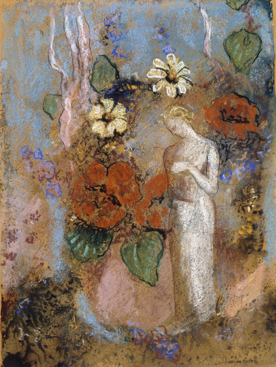 Pandora, bez daty (na pokładzie pastel i węgiel) autorstwa Odilon Redon