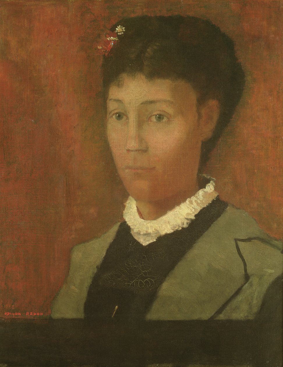 Portret żony artysty, Madame Odilon Redon (z domu Camille Falte) (1853-1923), 1882 autorstwa Odilon Redon