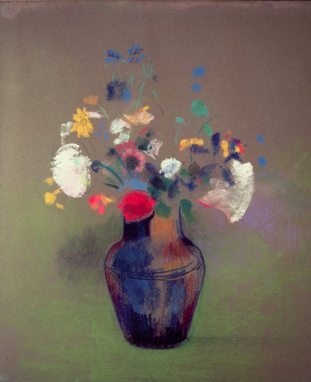 Wazon z kwiatami (pastel na papierze) autorstwa Odilon Redon
