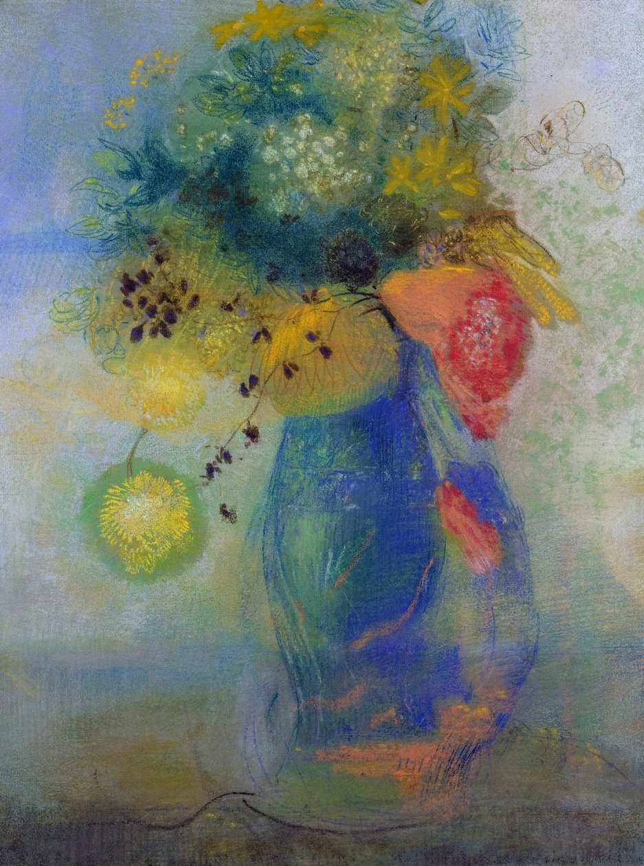 Wazon z kwiatami (pastel) autorstwa Odilon Redon