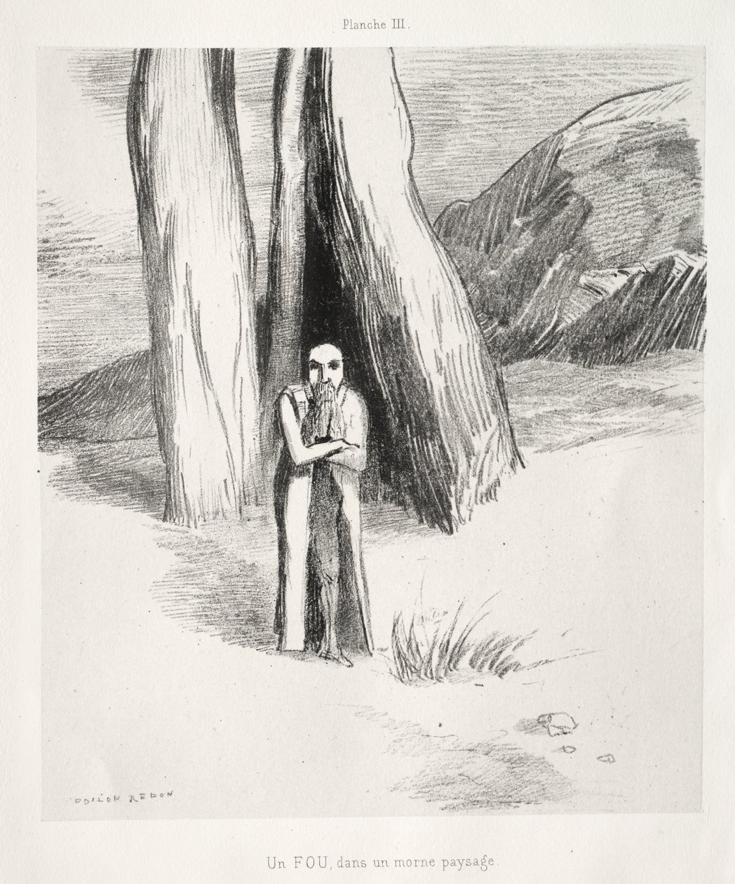 Szaleniec w ponurym krajobrazie autorstwa Odilon Redon