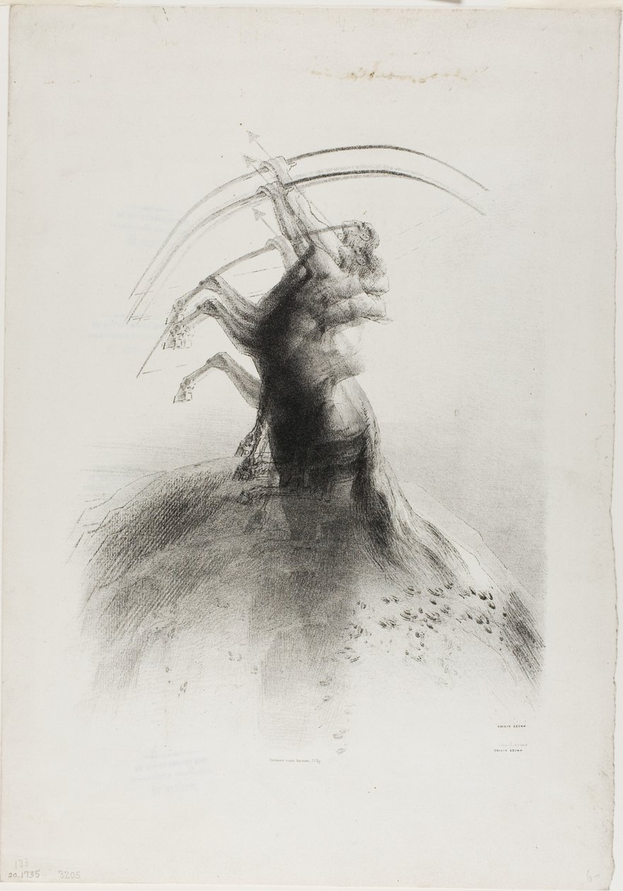 Centaur celujący w chmury autorstwa Odilon Redon
