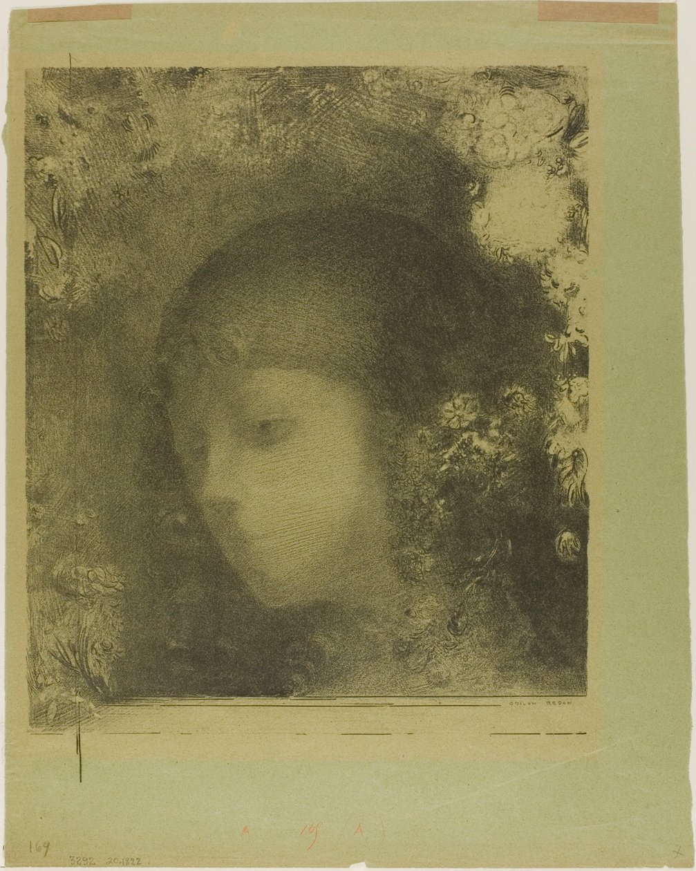 Głowa dziecka z kwiatami autorstwa Odilon Redon