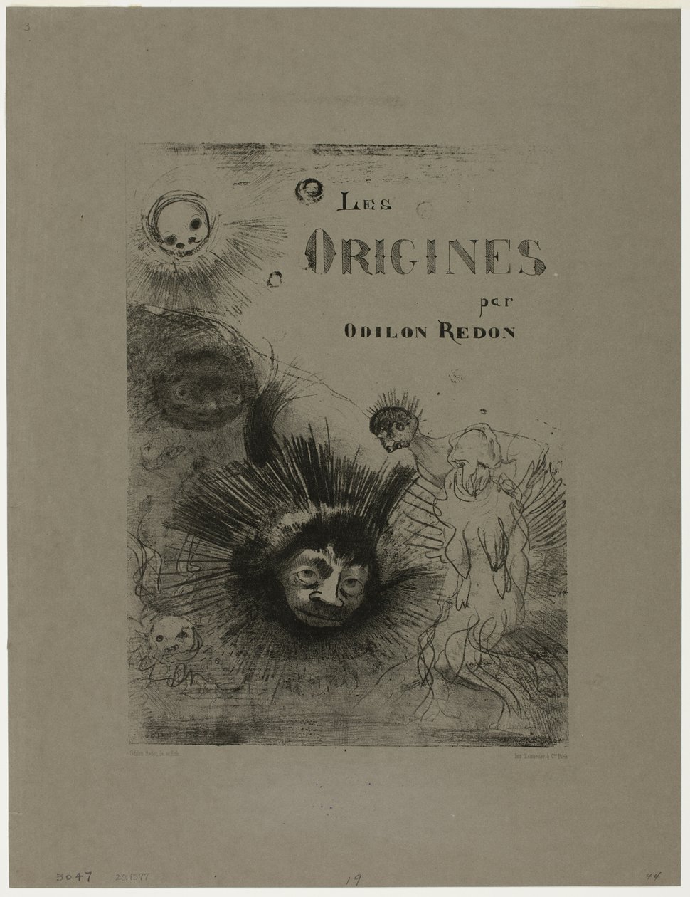 Okładka-frontispiece dla Les Origines autorstwa Odilon Redon
