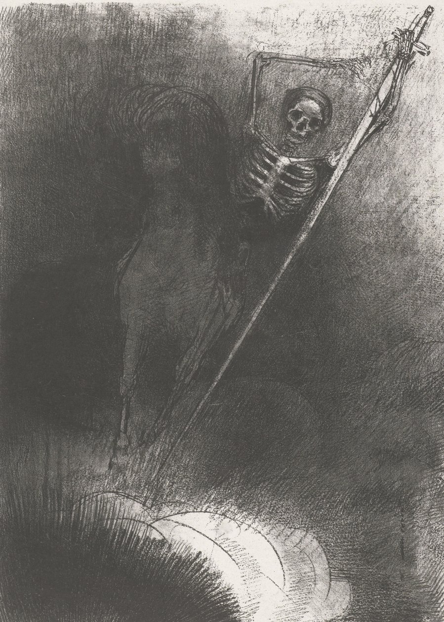 Śmierć na koniu, 1899 (druk) autorstwa Odilon Redon