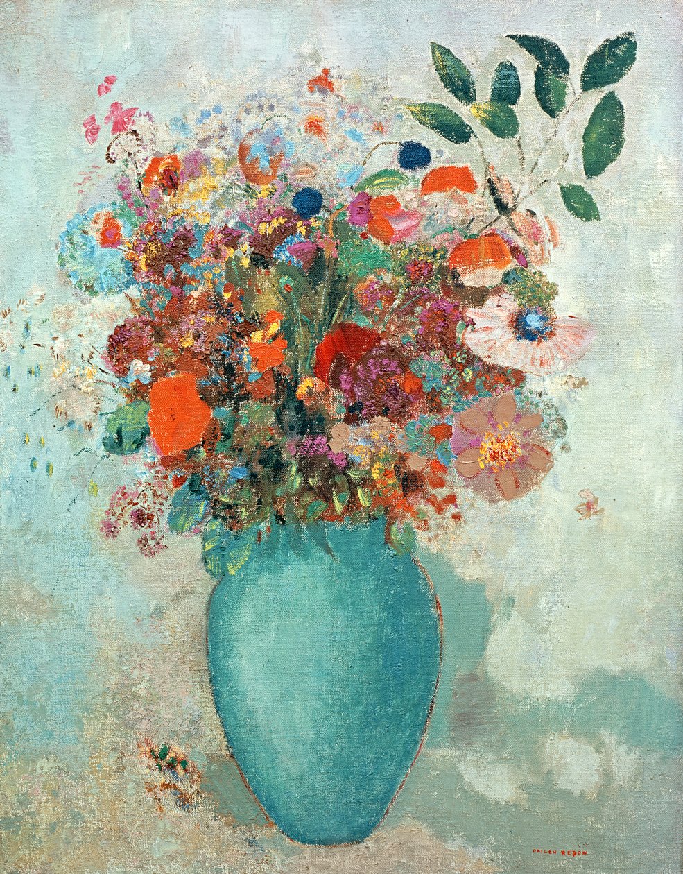 Kwiaty w turkusowym wazonie, ok. 1912 autorstwa Odilon Redon
