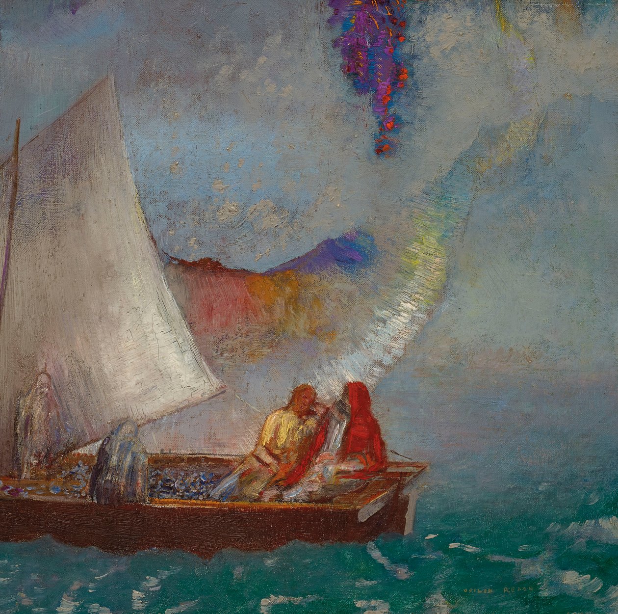 La Voile Grise, c.1900-05 (olej na płótnie) autorstwa Odilon Redon