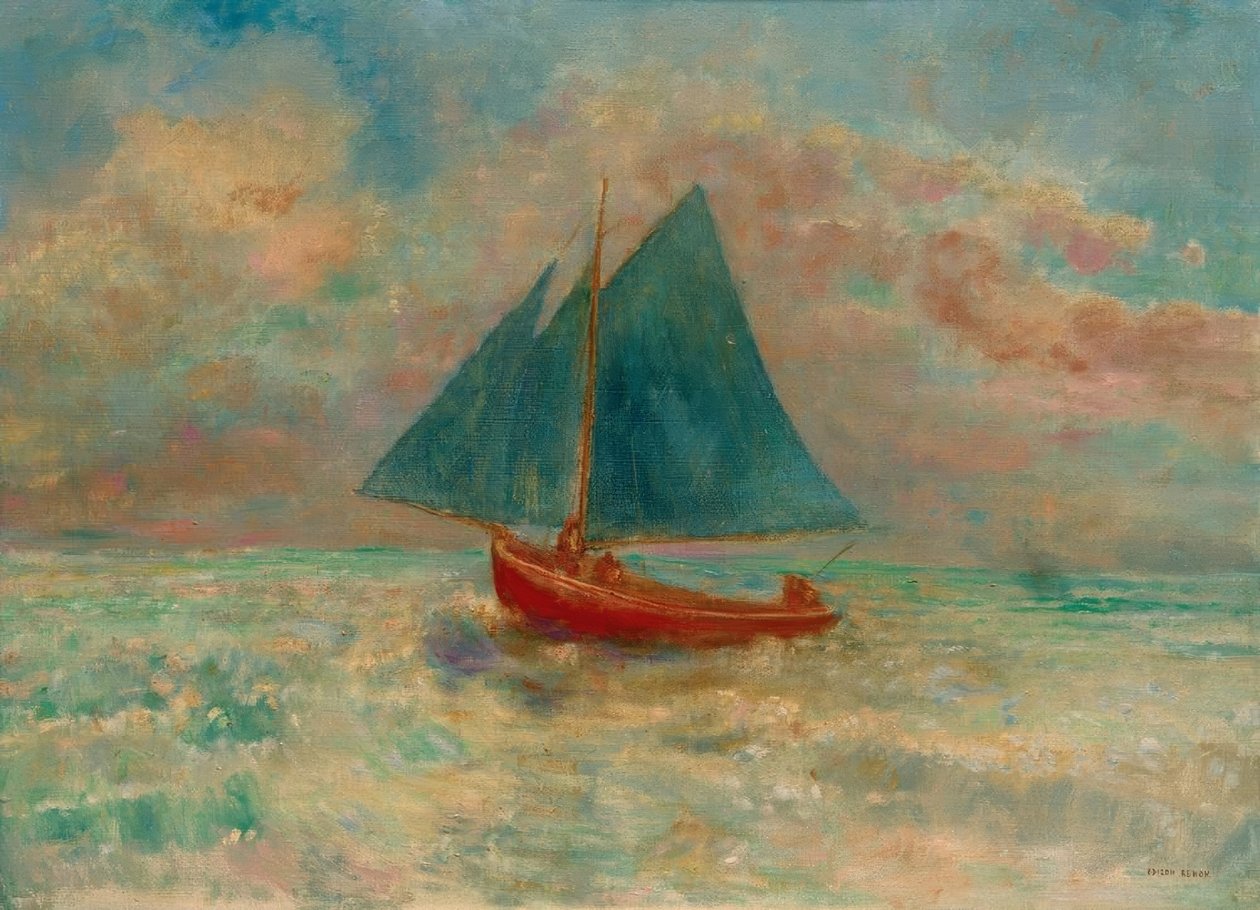 Czerwona łódź autorstwa Odilon Redon