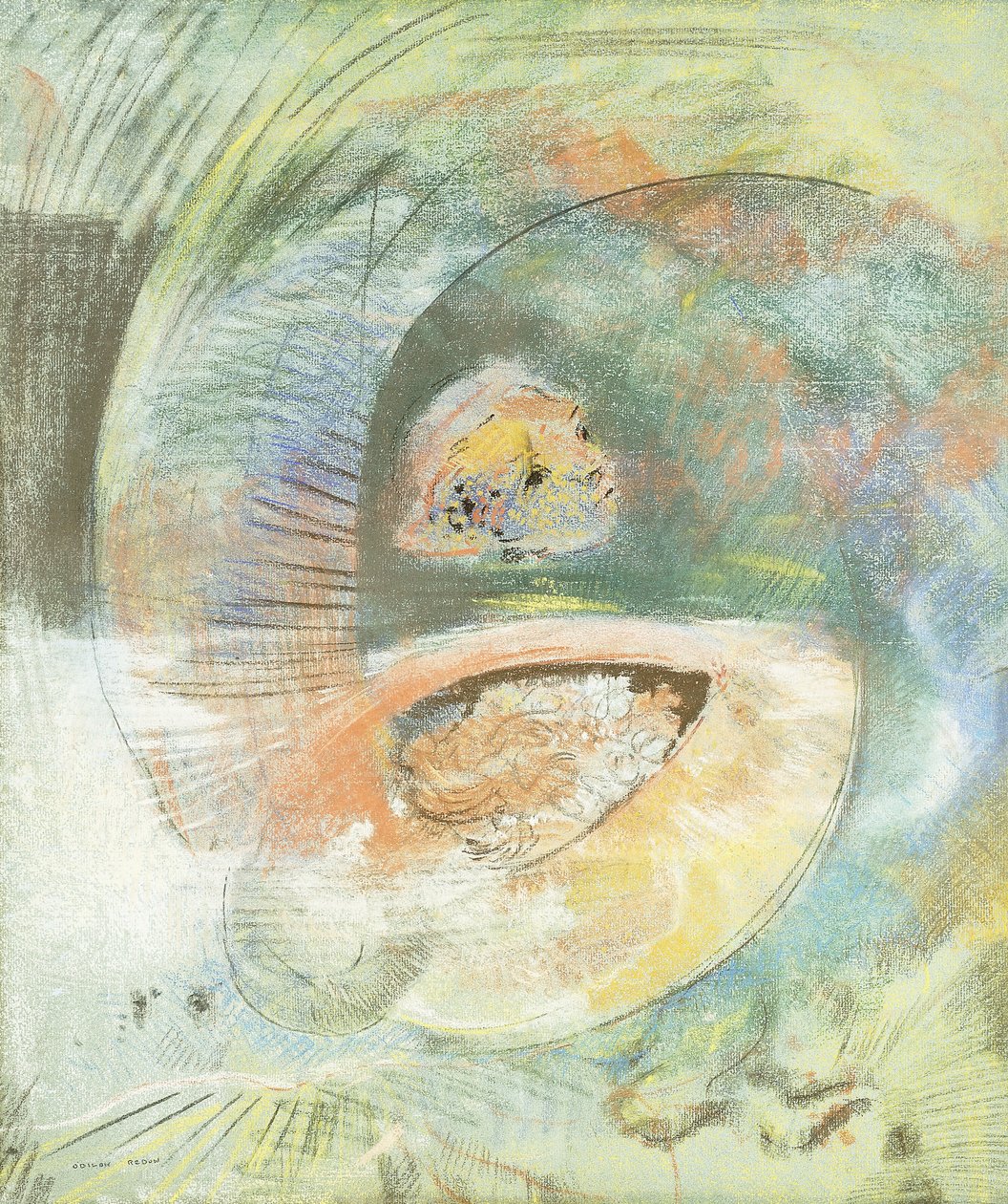 Potworna łódź podwodna; Podwodny potwór, ok.1900 autorstwa Odilon Redon