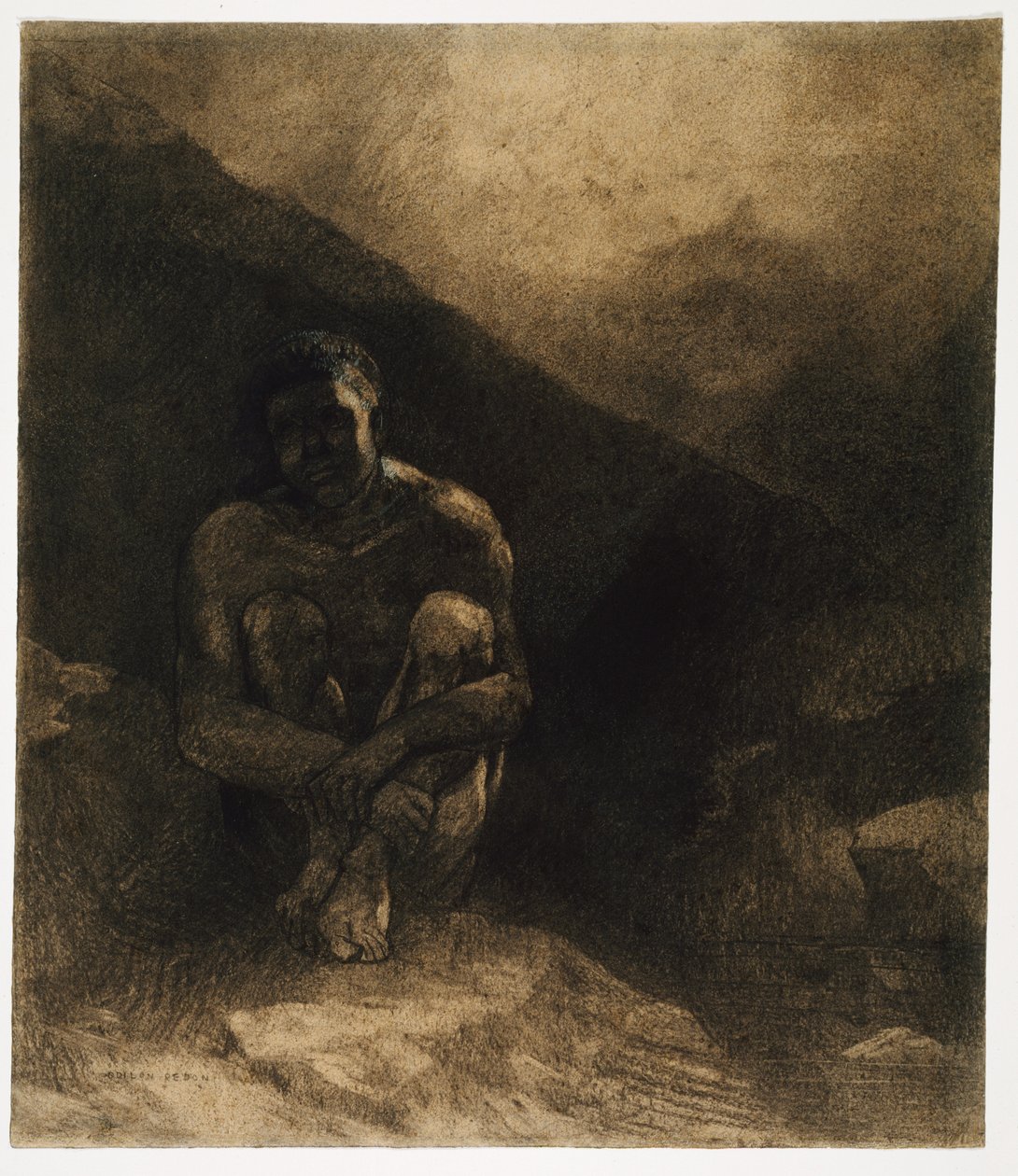 Człowiek pierwotny autorstwa Odilon Redon