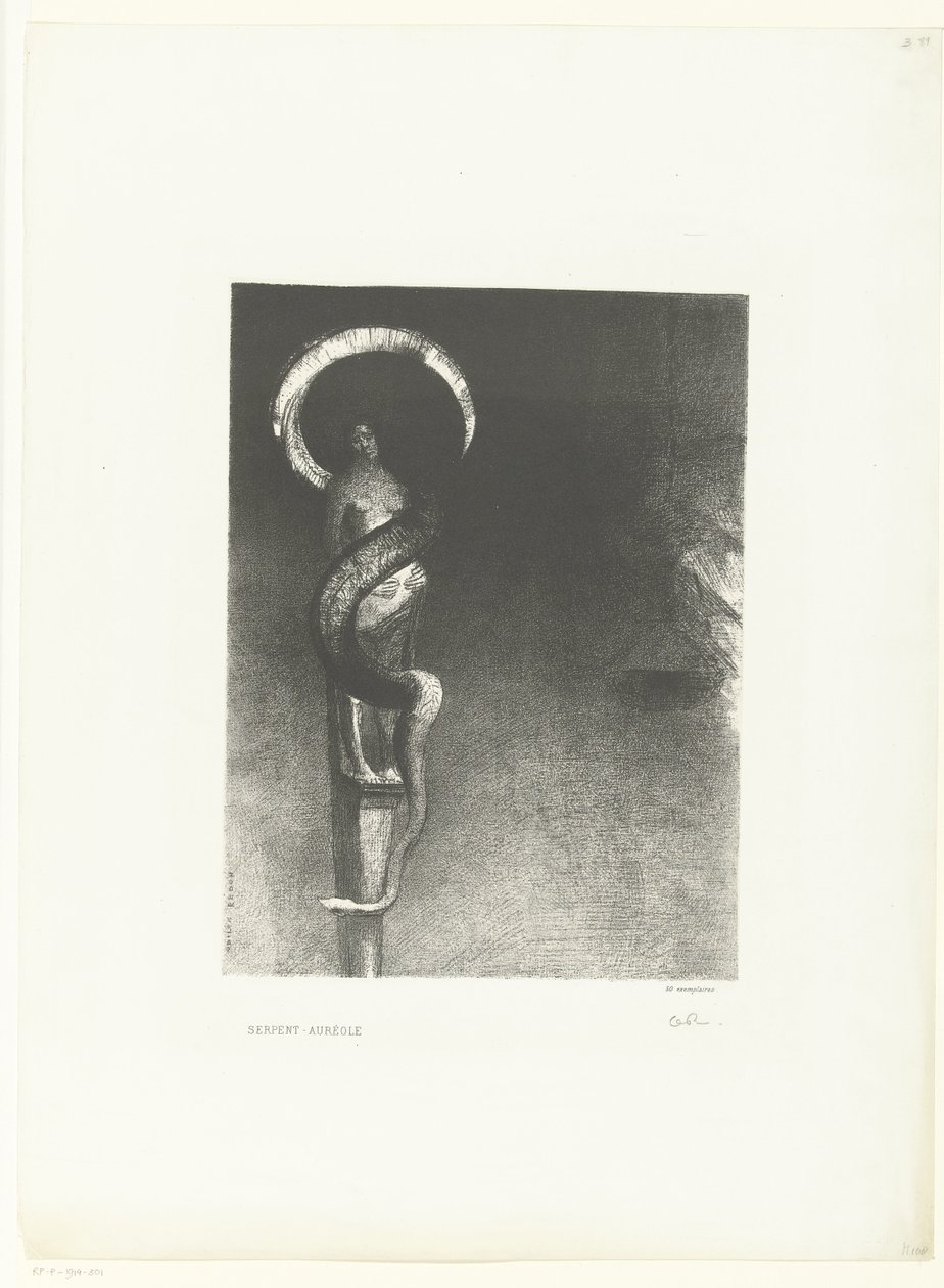 Slangenaureool Serpent-Aureole (tytuł na obiekcie) autorstwa Odilon Redon