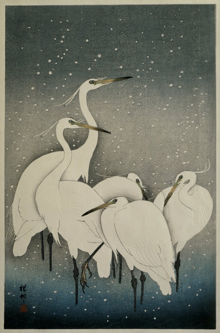 Grupa czapli, 1925-36 autorstwa Ohara Koson