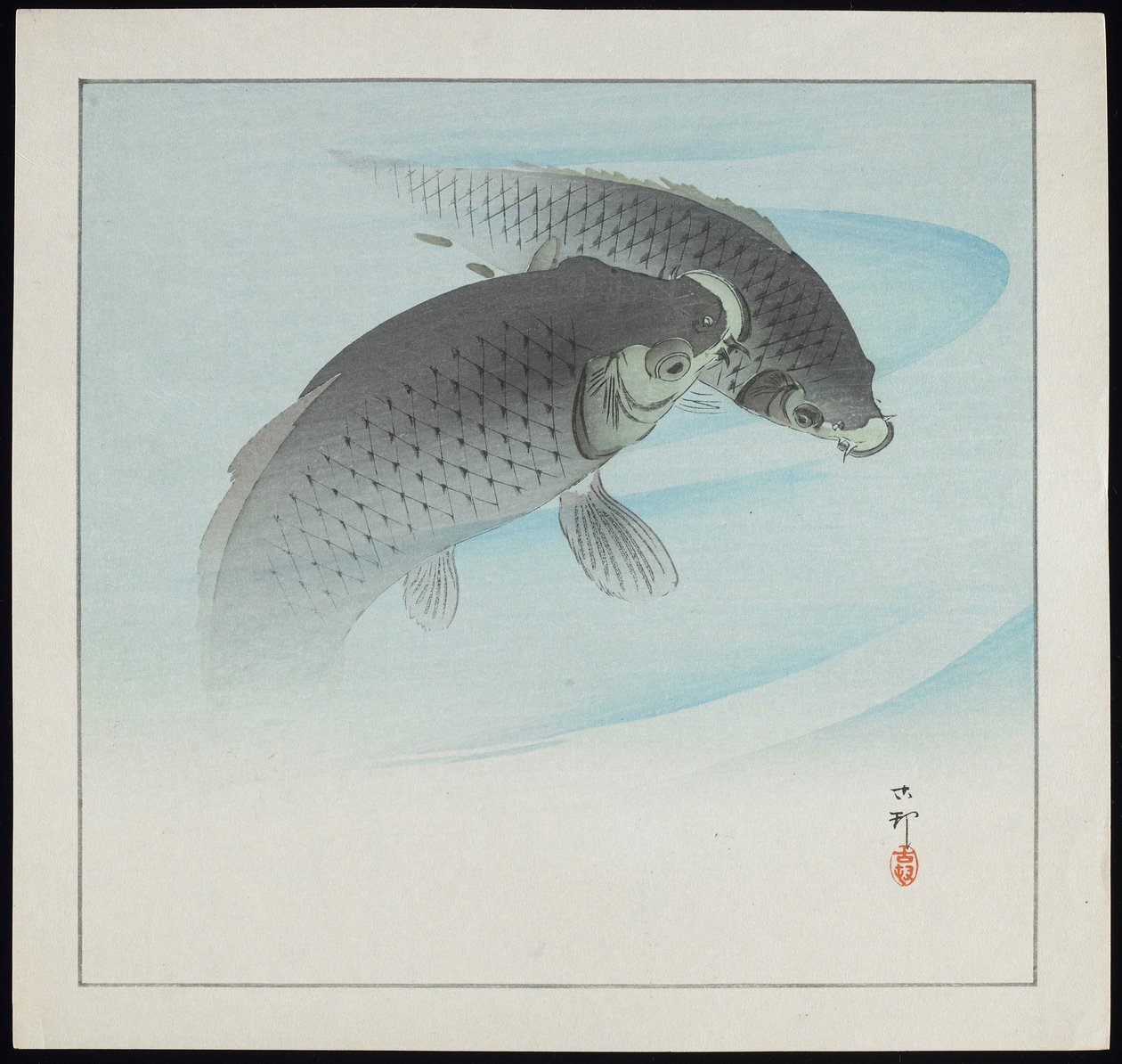 Dwa karpie, przed 1912 r. autorstwa Ohara Koson