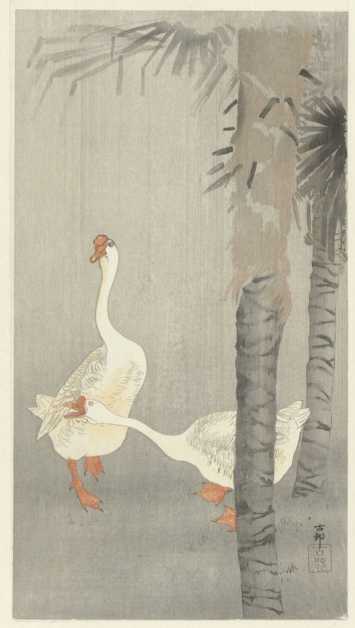 Tamme w deszczu? autorstwa Ohara Koson