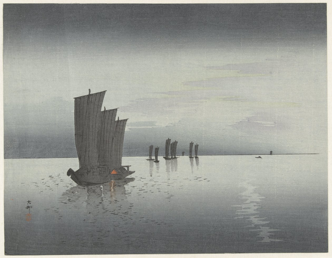 łodzie rybackie autorstwa Ohara Koson
