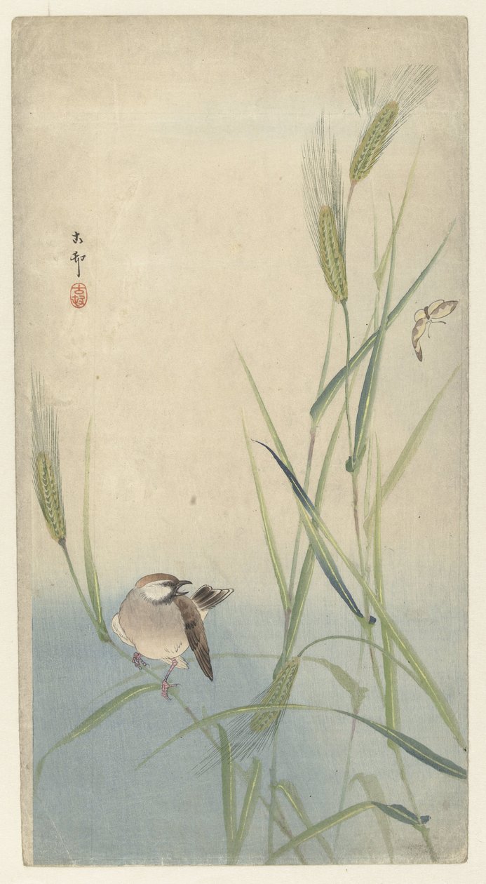 Ptak i Motyl autorstwa Ohara Koson