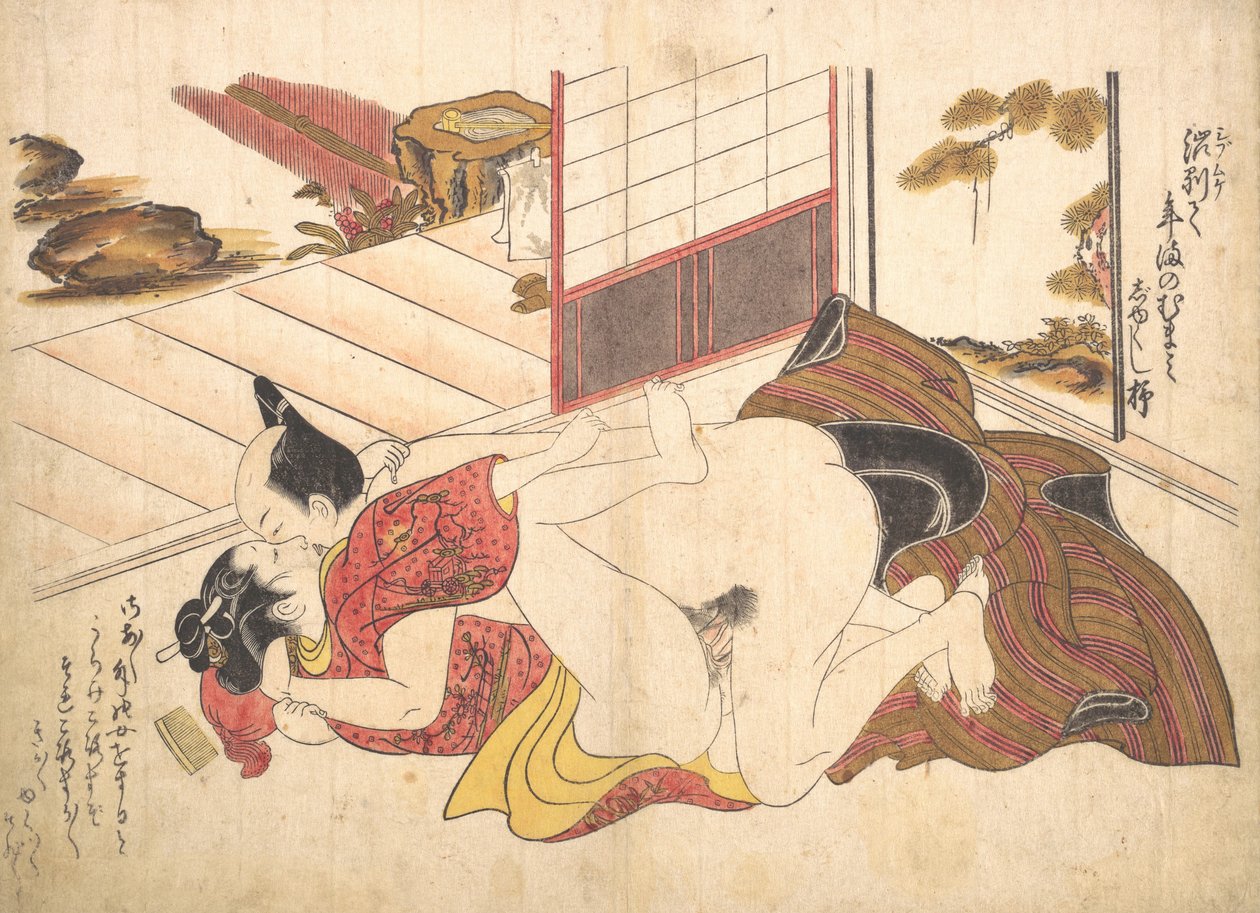 Scena w sypialni, ca. 1739, ok. 1739 r. 1739. autorstwa Okumura Masanobu