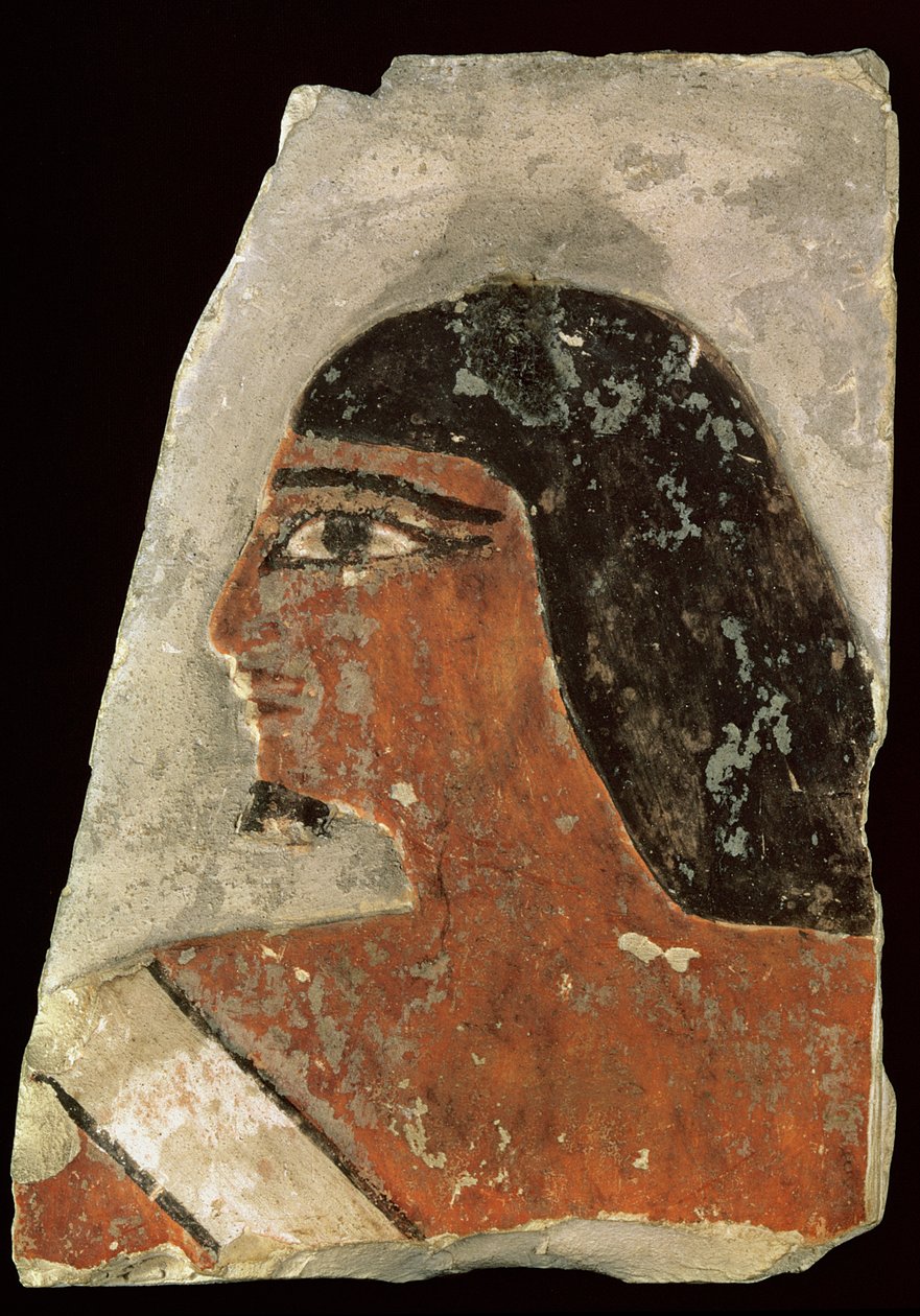 Relief głowy mężczyzny (malowany wapień) autorstwa Old Kingdom Egyptian