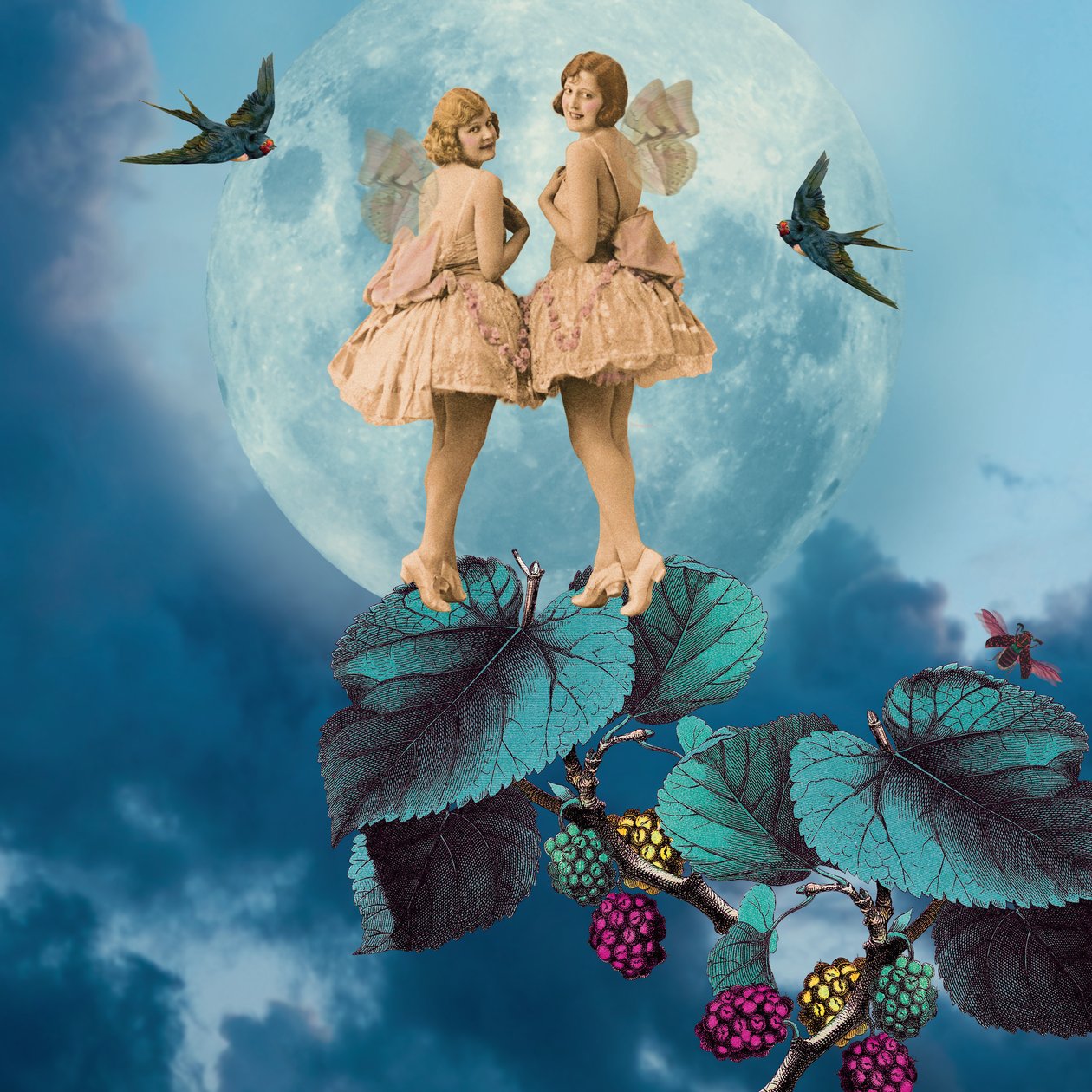 Blue Moon, 2014, (kolaż cyfrowy) autorstwa Olga Snell