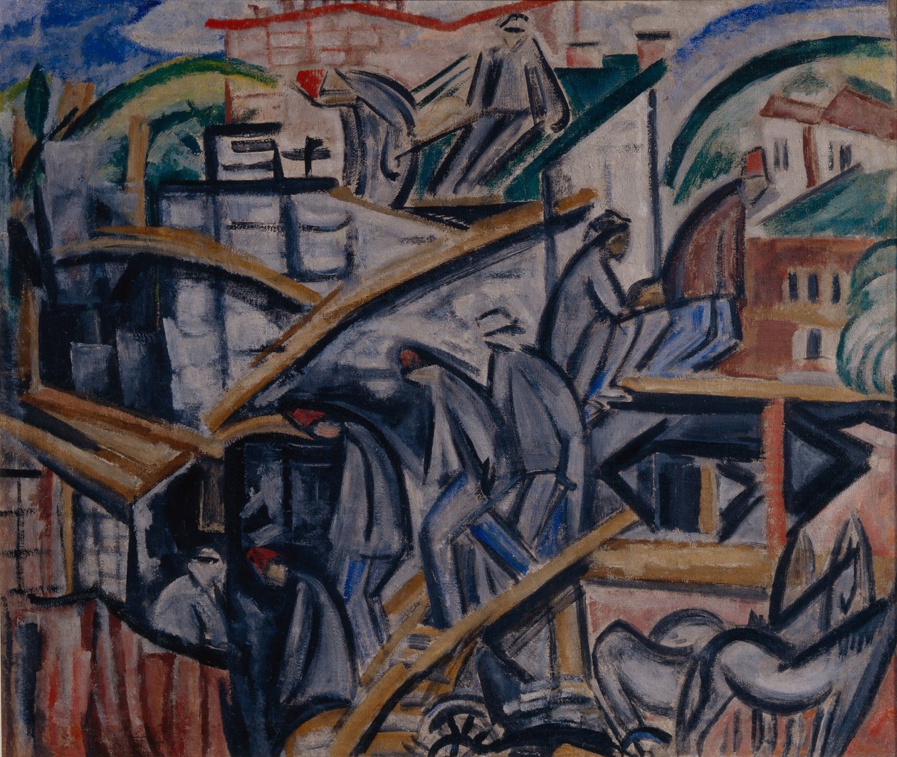 Budowa nowego domu, 1913 autorstwa Olga Rozanova