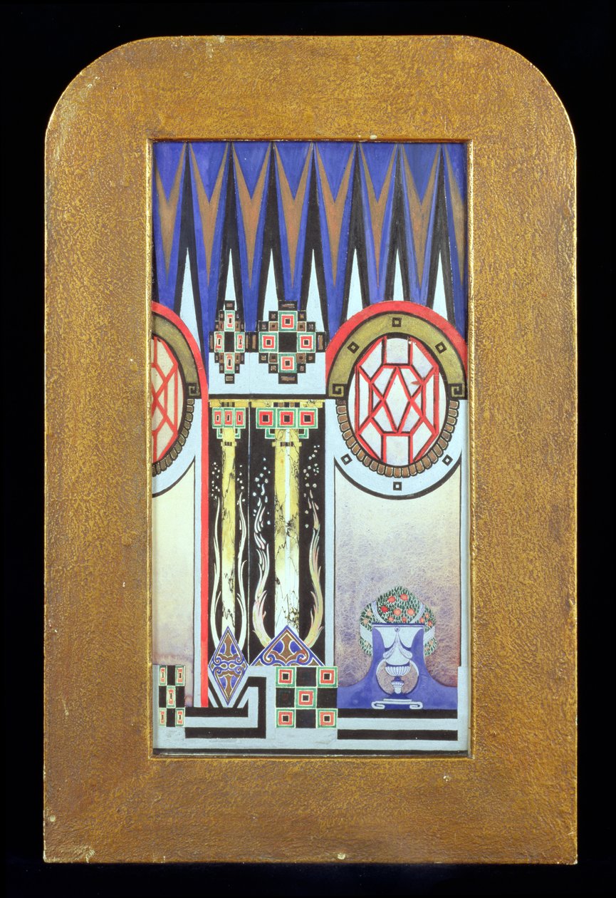 Projekt zasłony, ok. 1930 (wc, gwasz i farba metaliczna) autorstwa Oliver Percy Bernard