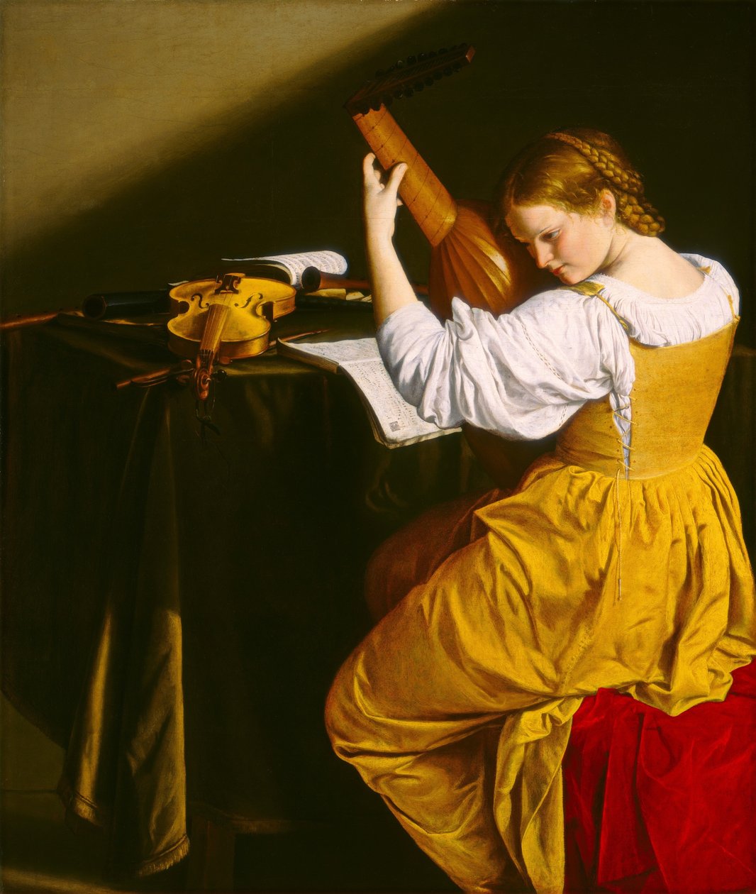 Lutniarz, ok. 1612-20 (olej na płótnie) autorstwa Orazio Gentileschi