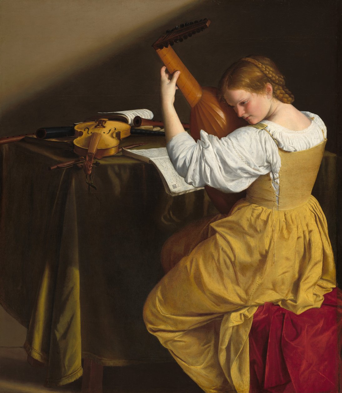 Grający na lutni, c. 16121620. autorstwa Orazio Gentileschi