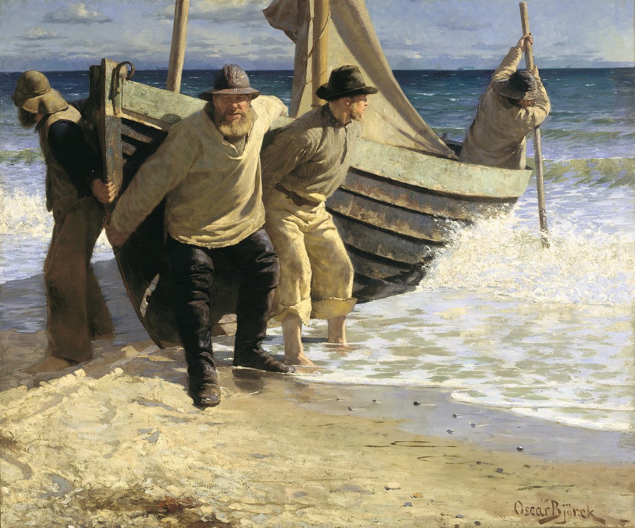 Wodowanie łodzi. Skagen autorstwa Oscar Gustaf Bjorck