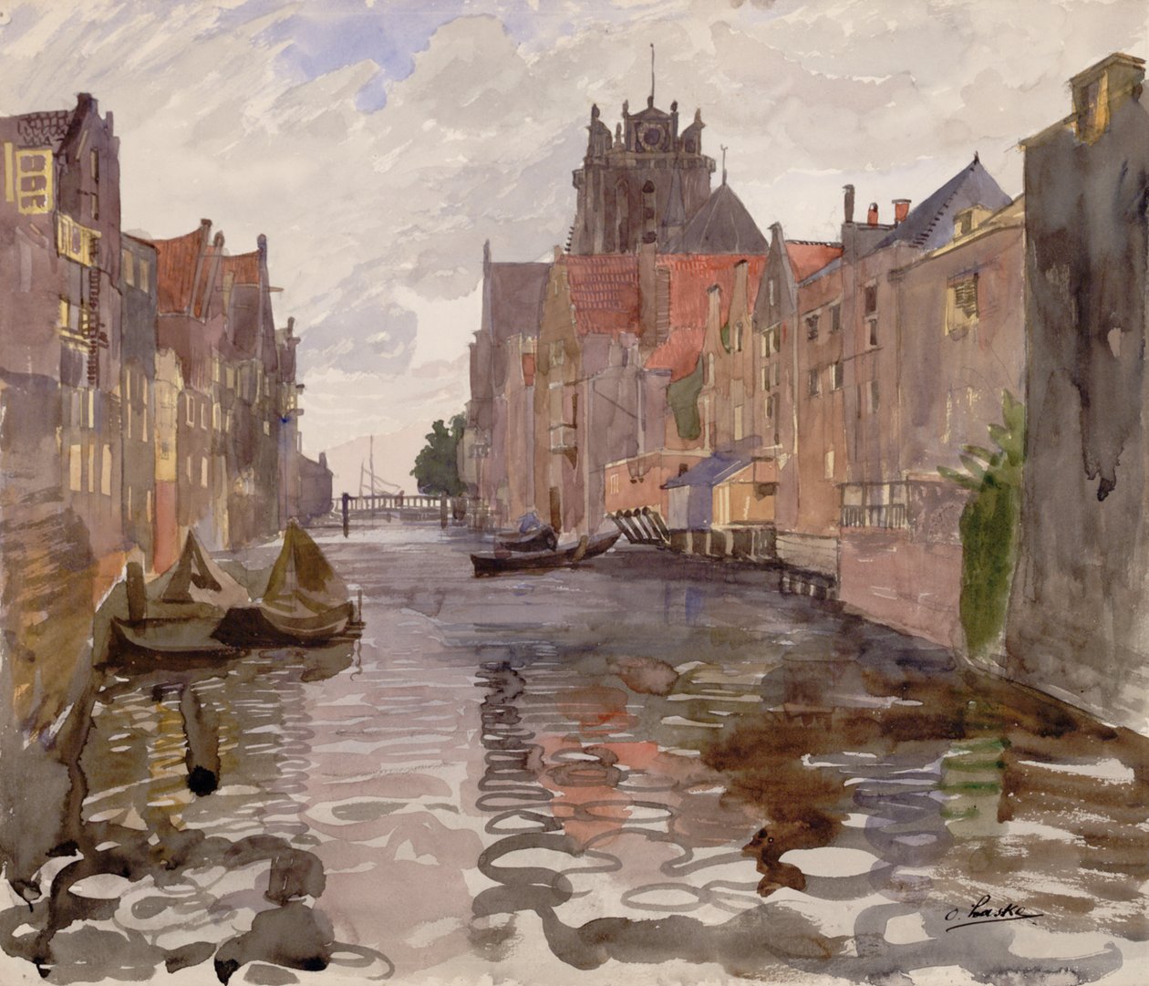 Kanał w Dordrecht autorstwa Oskar Laske