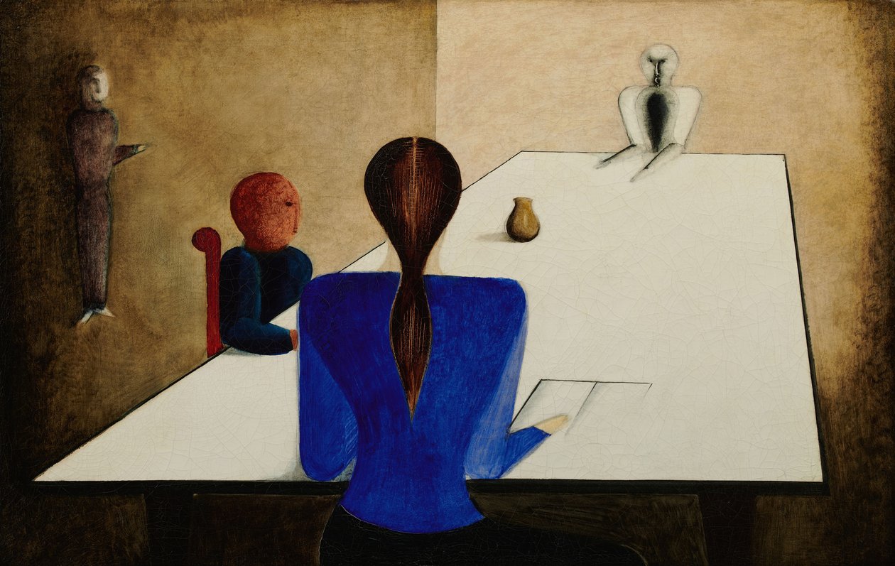 Grupa przy stole, 1923. autorstwa Oskar Schlemmer